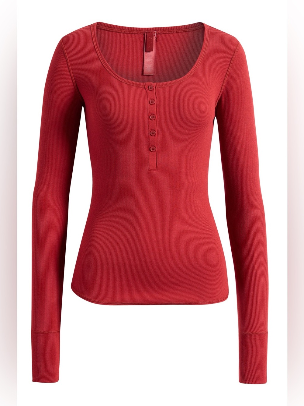 Skims Cotton Rib Scoop Neck Henley